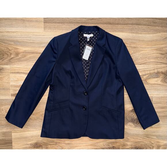 CHICO’S cotton blend navy blue blazer - size 2 (12-14/L) - Picture 1 of 11